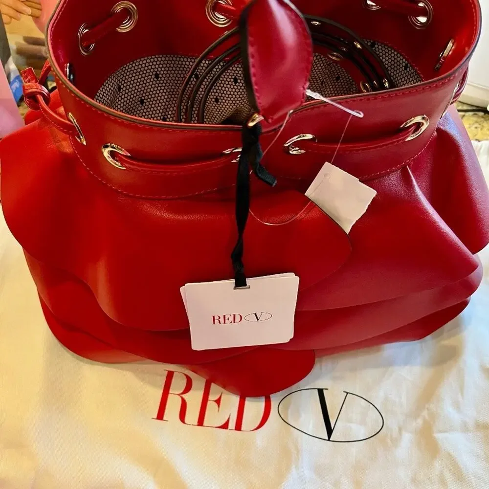 RED VALENTINO Women's Large Ruffle Leather Crossbody Bag - NWOT